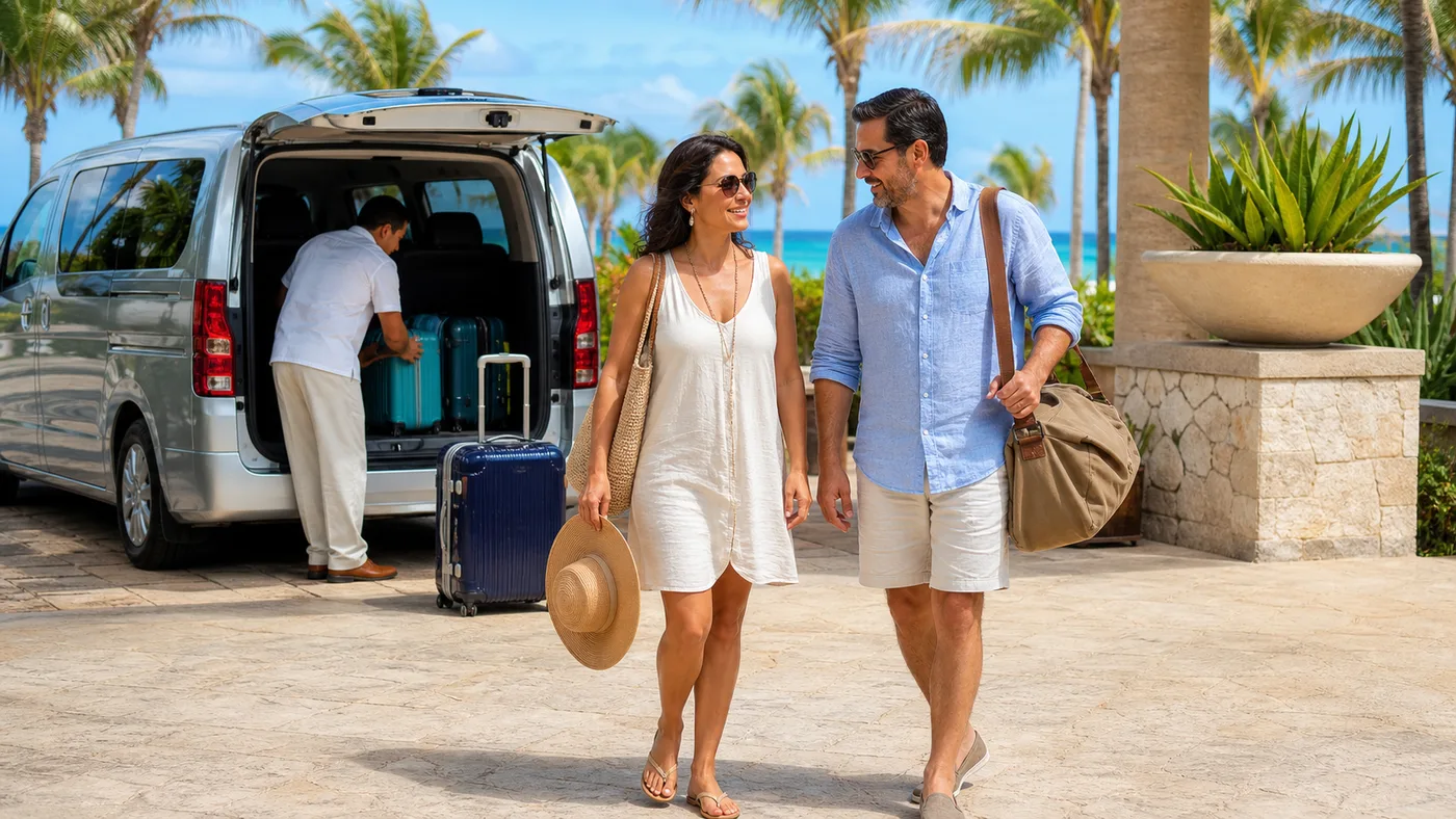 Pareja mexicana llega en traslado a un resort de la Riviera Maya